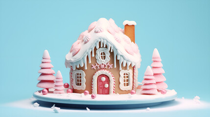 birthday cake with candles on top of the church christmas, house, winter, snow, gingerbread, xmas, holiday, decoration, tree, home, season, celebration, food, village, vector, card, Generative AI     