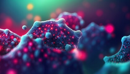 Viruses Microscopic View Background Banner decoration with soft focus light and bokeh background - obrazy, fototapety, plakaty