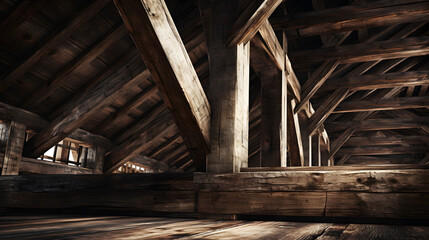 Fototapeta na wymiar Wooden beams and planks