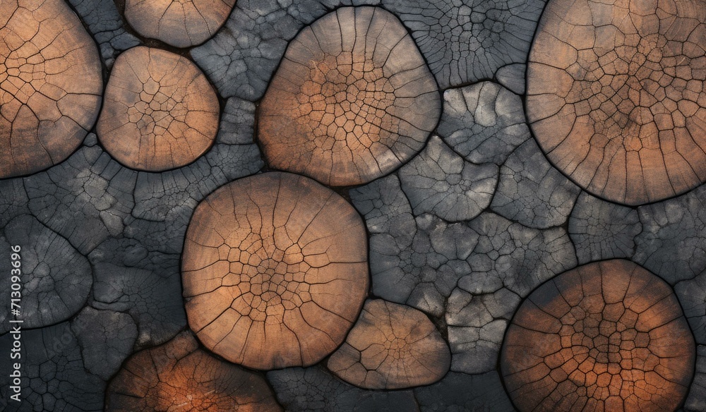 Poster a captivating close-up of tree rings, showcasing the intricate patterns and textures of nature's his