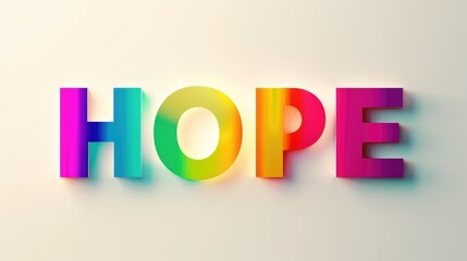 The word hope is painted in rainbow colors