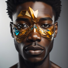 afrikanischer Mann mit abstrakter Maske
