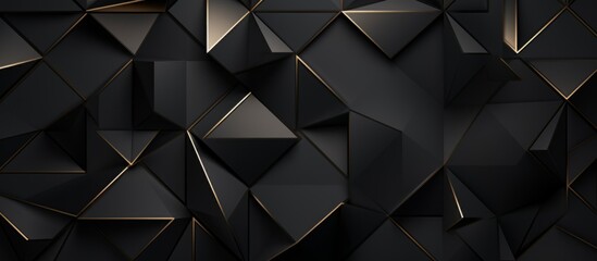 Luxurious Abstract Geometric Background with Black and Gold Triangles Creating a Modern Mosaic