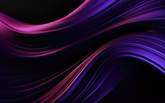 A luxurious and highly detailed 8k dark color themed gradient background with purple and black waves. Generative AI.