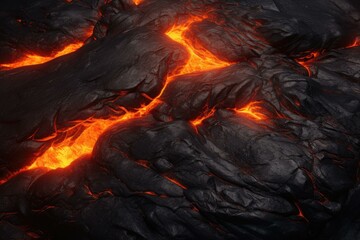 A captivating image of flowing lava, resembling volcanic rock with charcoal and ash design. Generative AI.
