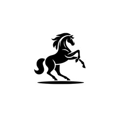 High Quality Vector Logo of a Majestic Rearing Horse. Versatile Symbol of Strength and Elegance for Logos, Branding, and Marketing. Isolated on White Background for Seamless Integration.