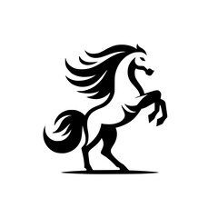 High Quality Vector Logo of a Majestic Rearing Horse. Versatile Symbol of Strength and Elegance for Logos, Branding, and Marketing. Isolated on White Background for Seamless Integration.