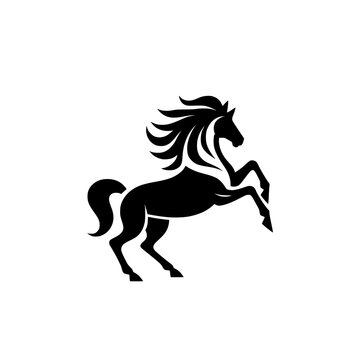 High Quality Vector Logo of a Majestic Rearing Horse. Versatile Symbol of Strength and Elegance for Logos, Branding, and Marketing. Isolated on White Background for Seamless Integration.