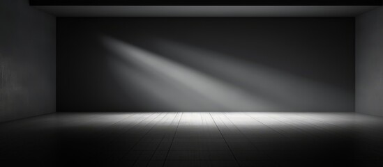 Single Spotlight Illuminating an Empty Dark Room, Creating a Dramatic and Focused Space - obrazy, fototapety, plakaty