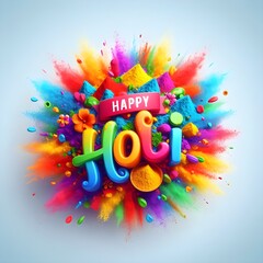Creative Holi Text, Happy Holi Text with color