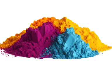 Holi Festival Color Powder Set on White or PNG Transparent Background.