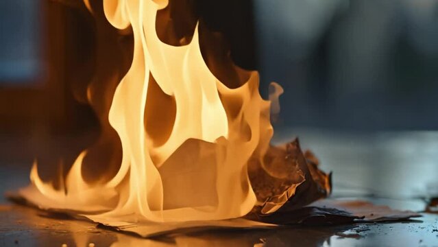 video of a paper burning