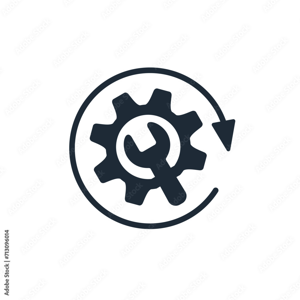 Poster reconstruction process, update. opportunity optimization. vector linear icon isolated on white backg