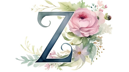 Floral alphabet letter Z