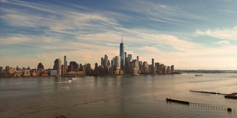 New York skyline landmarks skyscrapers. Travel to America. New York USA. View of Manhattan in New...