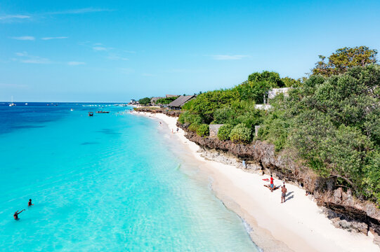 Aerial view of Nungwi beach in Zanzibar, Tanzania