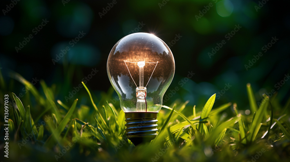 Poster light bulb in the grass