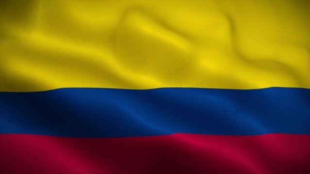 Colombia flag waving animation, perfect loop, official colors, 4K video