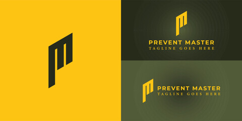 Abstract initial letter PM or MP logo in green color isolated in yellow background applied for sports physiotherapy logo also suitable for the brands or companies have initial name MP or PM.