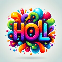 Fototapeta premium Happy Holi Text, Holi Text, Holi festival background banner poster template creative Flyer for indian festival of color celebration, Vector illustration of Holi festival background