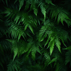 Fototapeta na wymiar fern leaves on dark background generated AI
