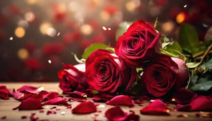 Blossoms of Love: Close-Up Composition with Scattered Petals