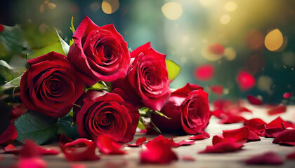 Petals of Passion: Close-Up Shot of Red Roses on Display