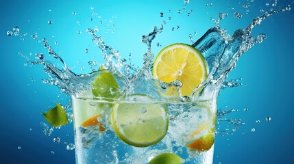 Summer drinks mojito, green lemon, ice, cup, water splash, HD wallpaper