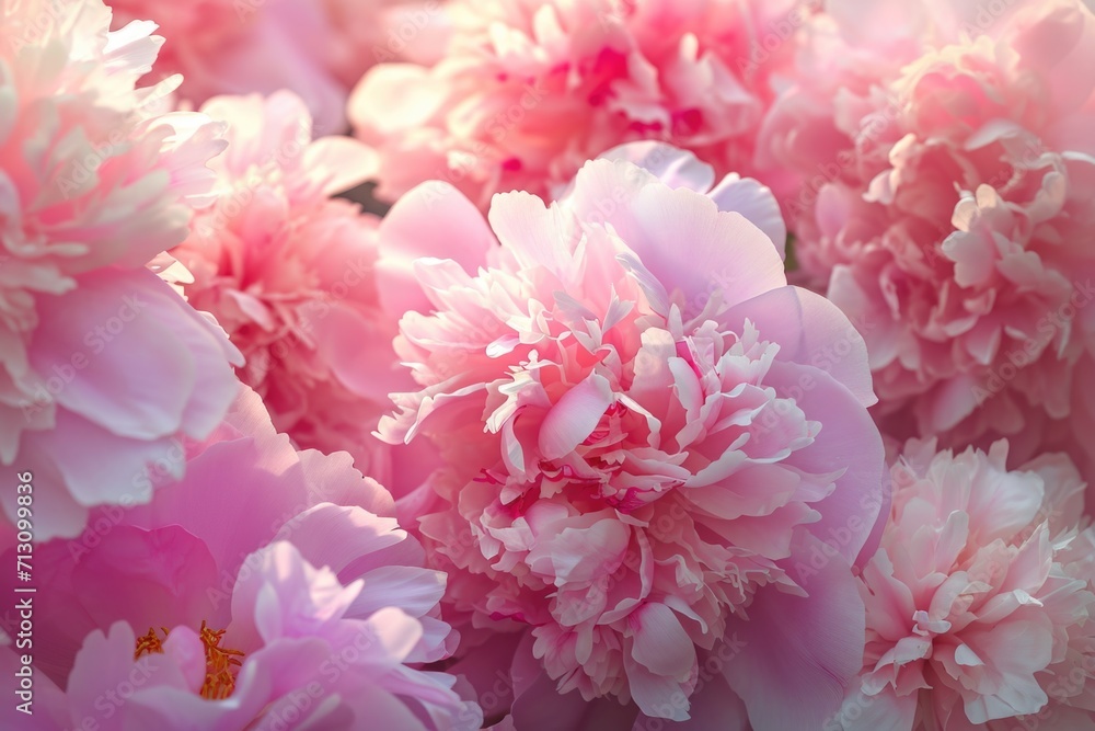 Poster A close-up view of a bunch of pink flowers. Perfect for adding a touch of color and beauty to any project