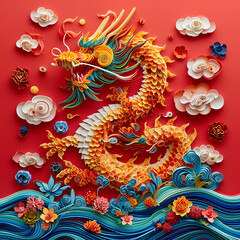chinese new year golden dragon, lunar of the year	