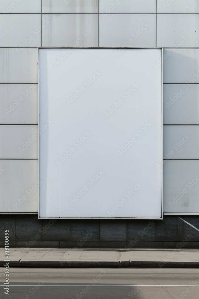 Poster a blank billboard displayed on the side of a building. suitable for advertising or showcasing messag