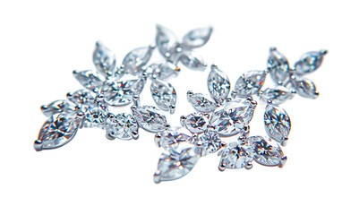 Diamond Earrings Brilliance On Transparent Background.