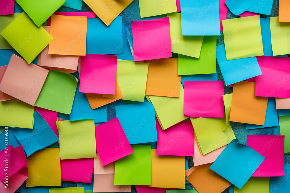 Poster set of colorful blank sticky notes background. empty sticky notepad paper copy space collection stuc
