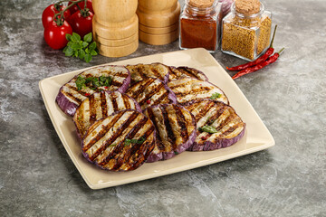 Grilled eggplant slices with cilantro