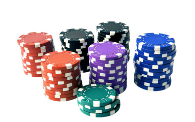 The Allure of Poker Chips On Transparent Background.