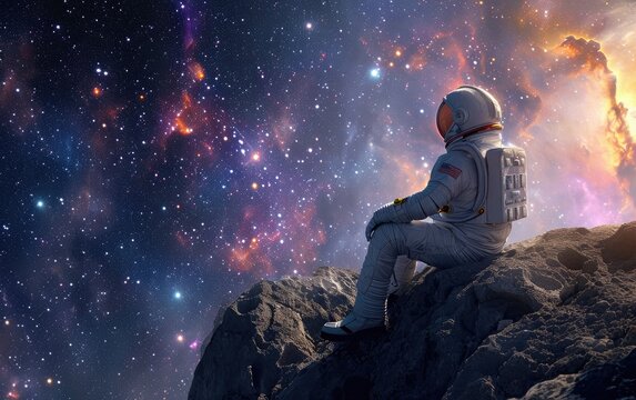 Astronaut Stargazing: An astronaut gazing at the cosmos, conveying the awe and wonder of space exploration
