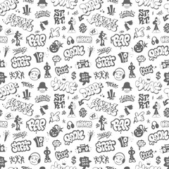  Rap music graffiti hip hop style - seamless pattern , vector design element