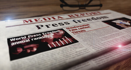 Press freedom newspaper on table