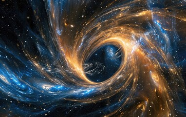 Vast Cosmic Black Hole Engulfing Stellar Matter in a Distant Galaxy