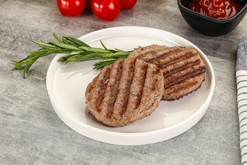 Grilled two beef burger cutlet