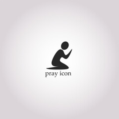 Prayer Icon Symbol. Stick figure simple isolated vector