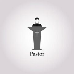 Church pastor preaching icon isolated on white background. Vector Illustration