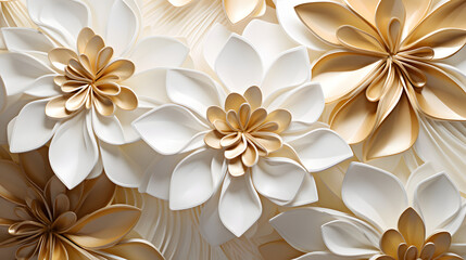 Abstract 3d flower art background with snow