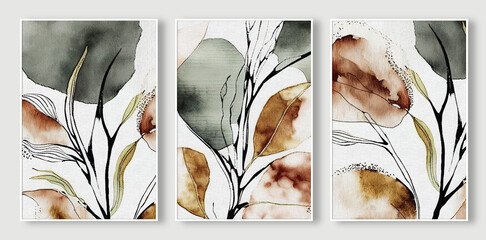 AI generated illustration of a beautiful triptych in pastel colors