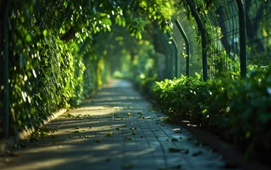 Fotobehang A green corridor connecting urban parks, promoting wildlife movement © AZ Studio