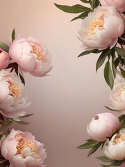 Beautiful peony flowers on a pink background. Place for text.