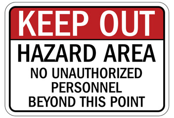 Hazardous area sign