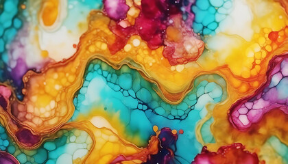 Colorful alcohol ink abstract background.
