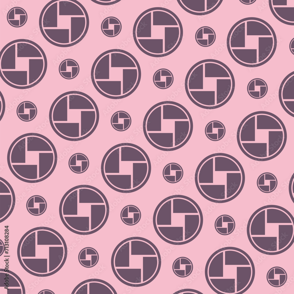 Poster camera shutter lens on seamless pattern on a pink background