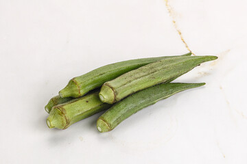 Natural organic raw green okra